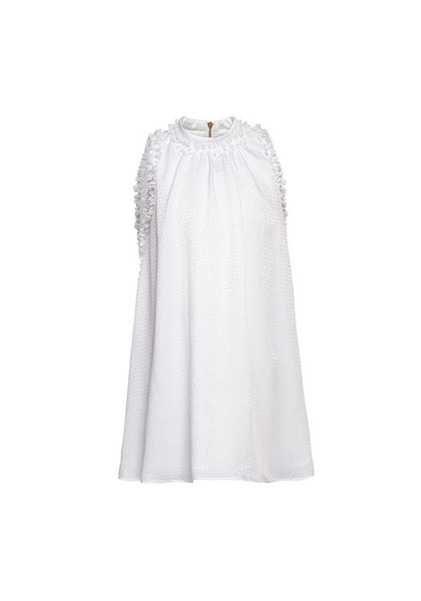 White Sleeveless Dress With All-Over Logo BALMAIN KIDS | BS1C72-B0061100