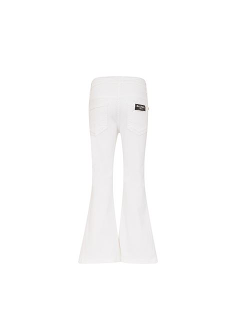 White Flare Jeans With Gold Buttons BALMAIN KIDS | BS6C20-D0039100