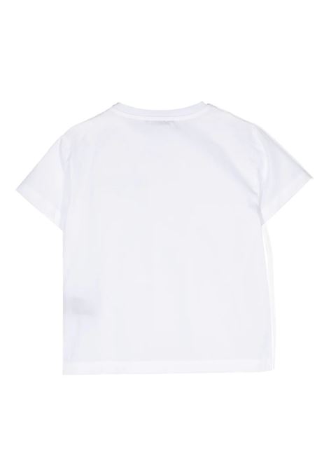 White T-Shirt With Logo and Buttons BALMAIN KIDS | BS8R31-R0013100