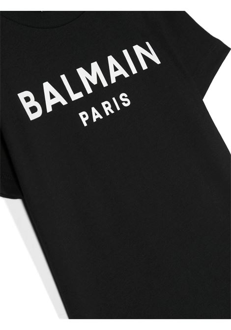 Black T-Shirt With White Logo BALMAIN KIDS | BS8R51-Z0057930BC
