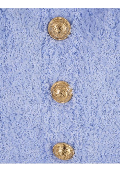 Light Blue Tweed Crop Top with Buttons BALMAIN | AF0AB330XC676BG