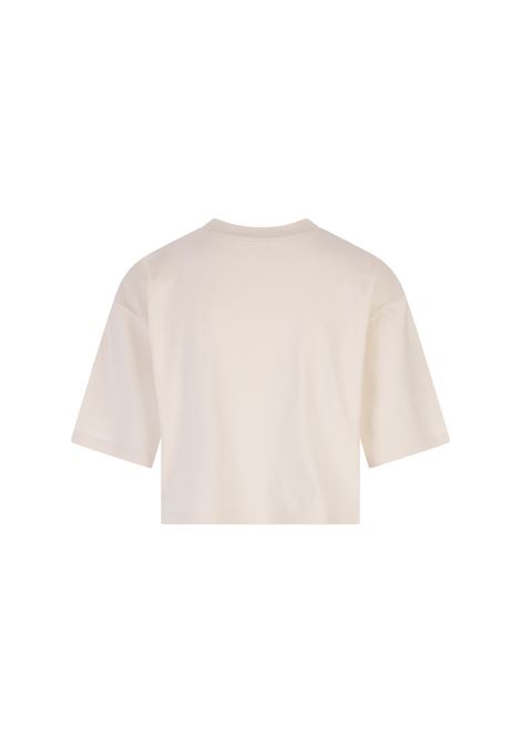 T-Shirt Corta Beige Con Stampa Metallizzata BALMAIN | AF0EE020BC24GMI