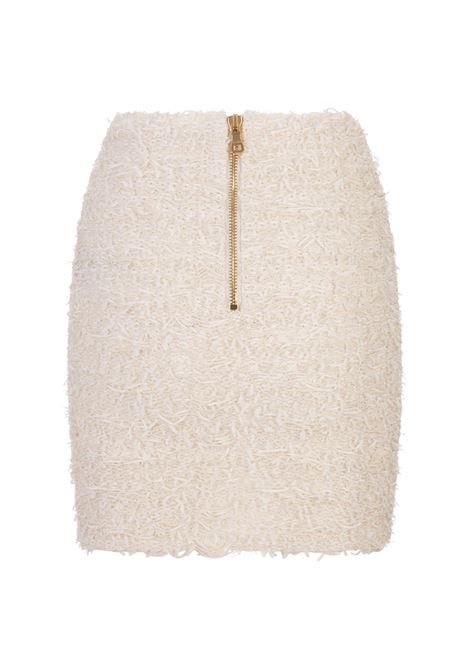 Short Skirt In Ivory Tweed BALMAIN | AF0LB015KE510BG