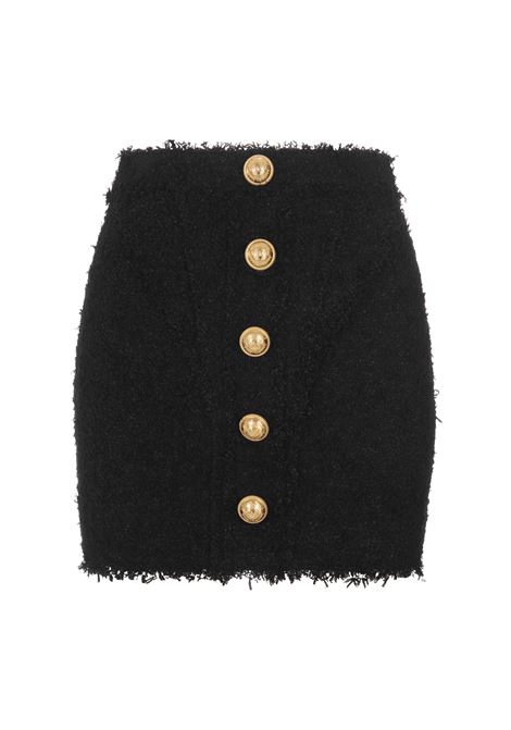 Black Tweed Skirt With Gold Buttons BALMAIN | AF0LB850XC670PA