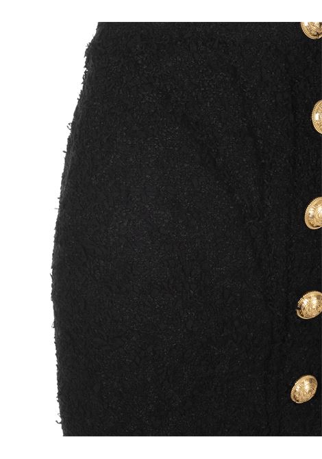 Black Tweed Skirt With Gold Buttons BALMAIN | AF0LB850XC670PA
