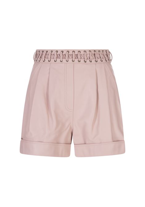 Light Pink Leather Shorts BALMAIN | AF0QA012LB244AR