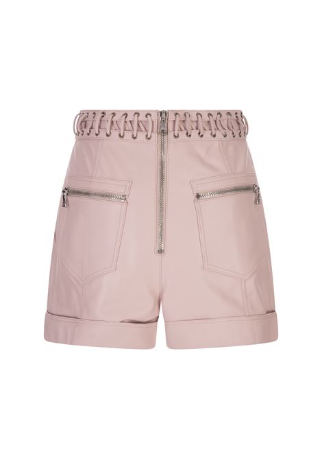 Light Pink Leather Shorts BALMAIN | AF0QA012LB244AR