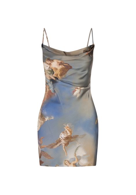 Satin Lingerie Style Dress With Sky Print BALMAIN | AF0R2220VD14SBI