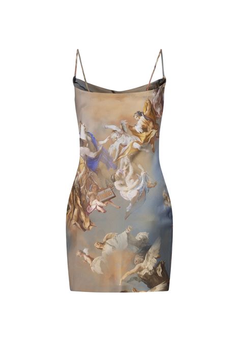 Satin Lingerie Style Dress With Sky Print BALMAIN | AF0R2220VD14SBI