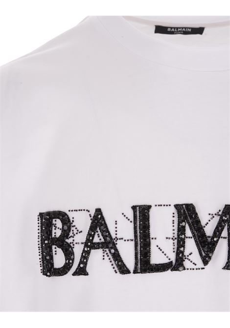 T-Shirt Oversize Bianca Con Logo Gioiello BALMAIN | AH0EG015PB74GAB