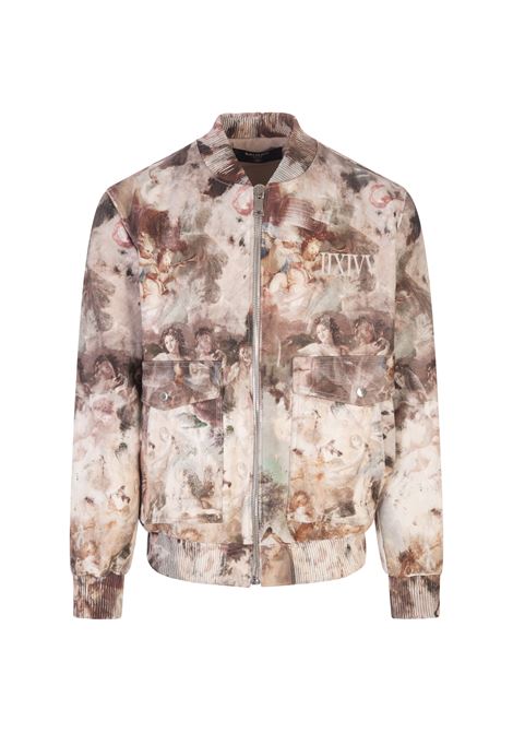 Bomber In Pelle Con Stampa Pastel BALMAIN | AH0TF365LC36AAY