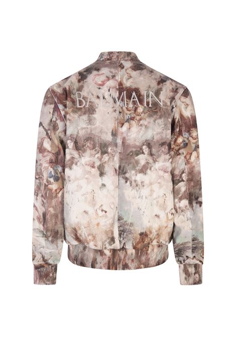 Bomber In Pelle Con Stampa Pastel BALMAIN | AH0TF365LC36AAY
