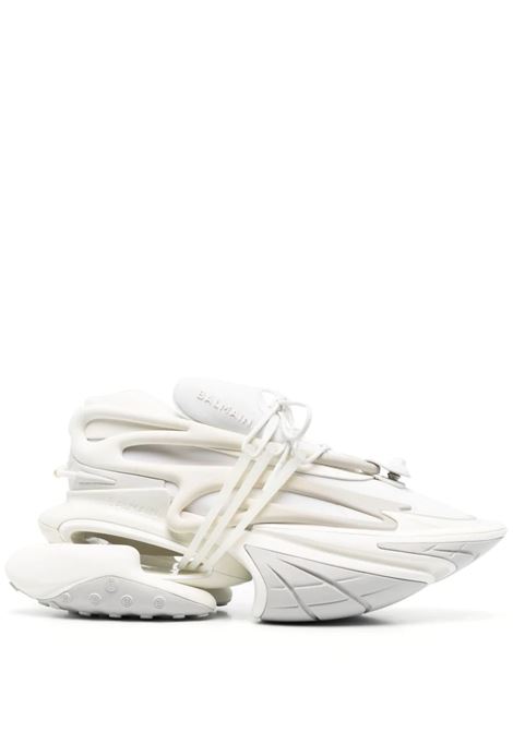 White Unicorn Sneakers In Leather and Neoprene BALMAIN | AM0VJ309KNLR0FA