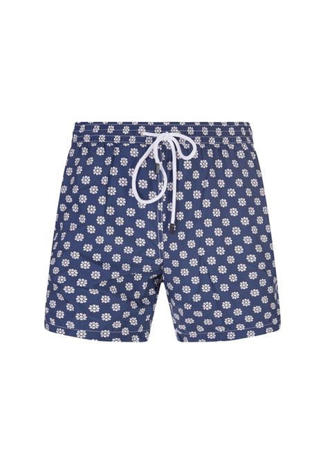 Swim Shorts Blu Notte Con Pattern Fiori Bianchi BARBA | ENEA353010001