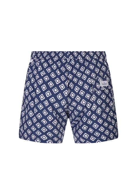 Swim Shorts Blu Notte Con Pattern Rombi BARBA | ENEA353010002