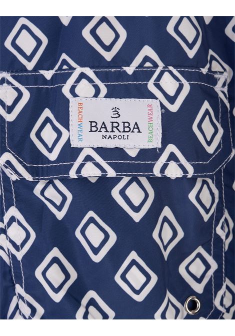Night Blue Swim Shorts With Lozenge Pattern BARBA | ENEA353010002