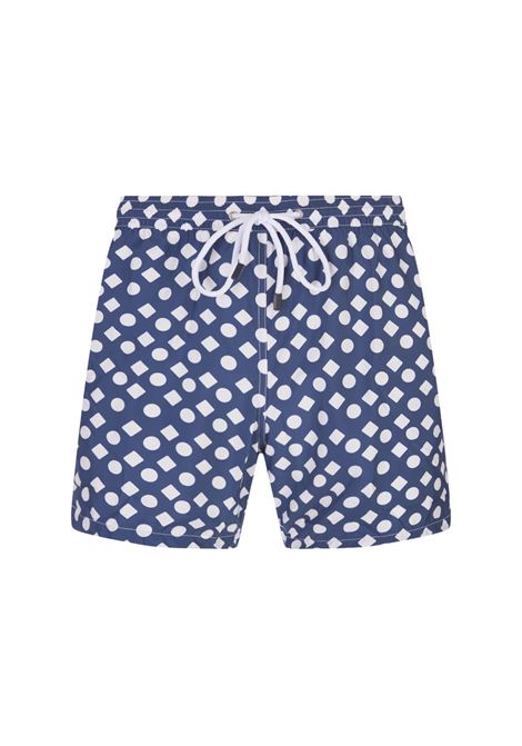 Swim Shorts Blu Notte Con Pattern Geometrico BARBA | ENEA353010003