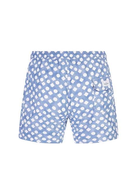 Light Blue Swim Shorts With Geometric Pattern BARBA | ENEA353040001