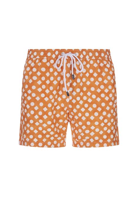Orange Swim Shorts With Geometric Pattern BARBA | ENEA353040003