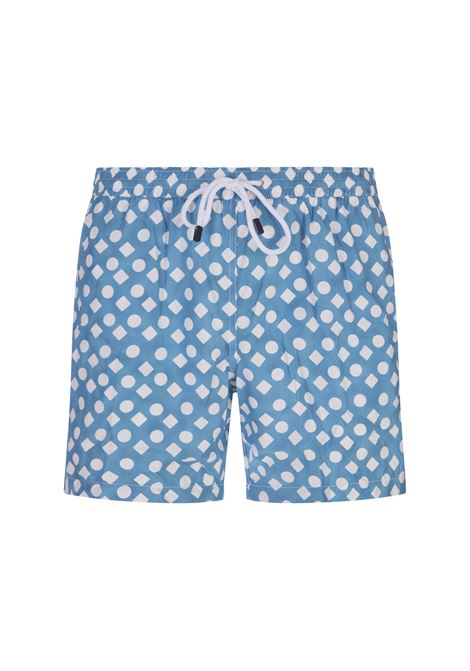 Blue Swim Shorts With Geometric Pattern BARBA | ENEA353040005
