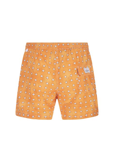 Orange Swim Shorts With Geometric Micro Pattern BARBA | ENEA353080003
