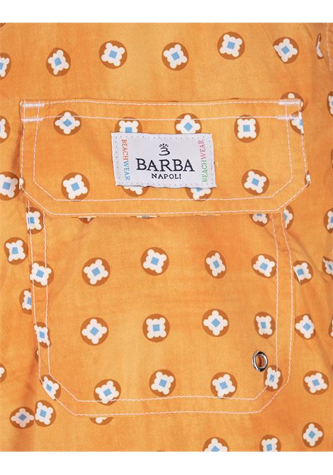 Swim Shorts Arancioni Con Micro Pattern Geomatrico BARBA | ENEA353080003