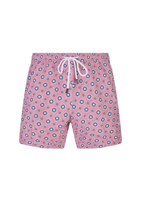 Pink Swim Shorts With Geometric Flower Pattern BARBA | ENEA353100004