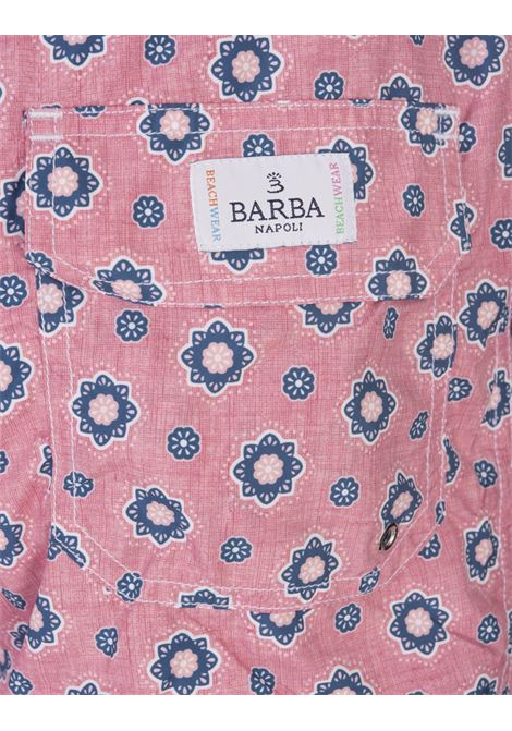 Swim Shorts Rosa Con Pattern Fiori Geometrici BARBA | ENEA353100004