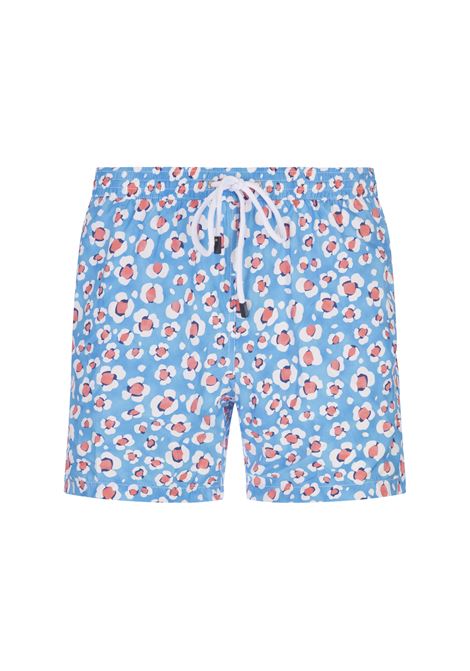 Light Blue Swim Shorts With Floral Pattern BARBA | ENEA353110002