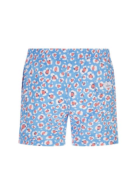 Light Blue Swim Shorts With Floral Pattern BARBA | ENEA353110002