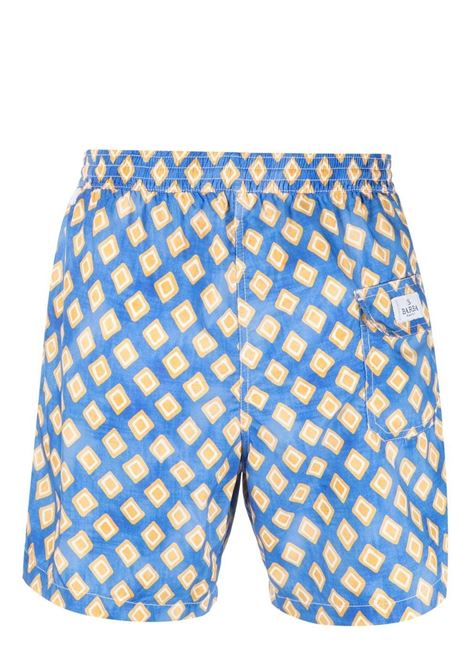 Blue Swim Shorts With Yellow Rhombus BARBA | ENEA353150004