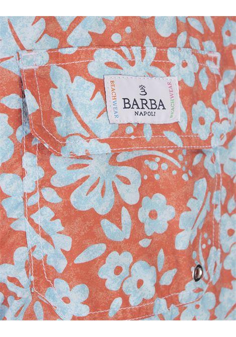 Swim Shorts Arancioni Con Stampa Floreale a Contrasto BARBA | ENEA353190001