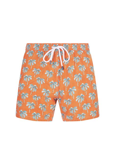 Orange Swim Shorts With Palm Pattern BARBA | ENEA353240001