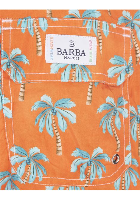 Swim Shorts Arancione Con Pattern Palme BARBA | ENEA353240001