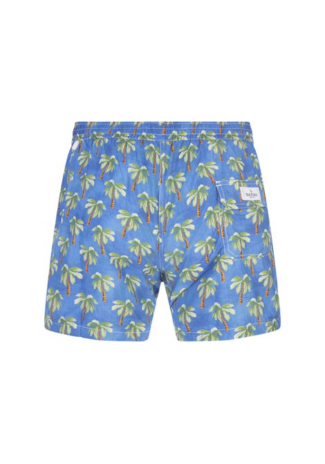 Blue Swim Shorts With Palm Pattern BARBA | ENEA353240002