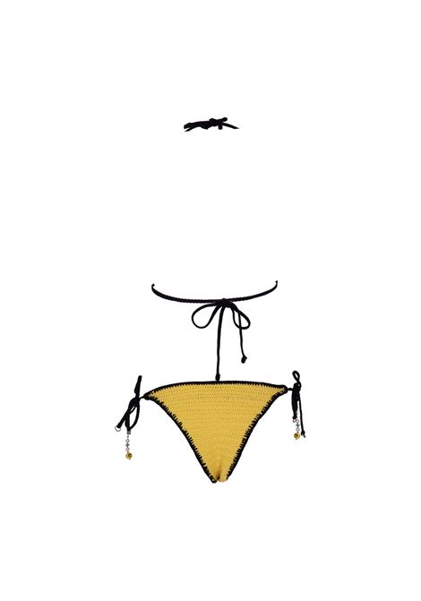 Yellow and Black Crochet Logo Bikini BARROW | 033713200