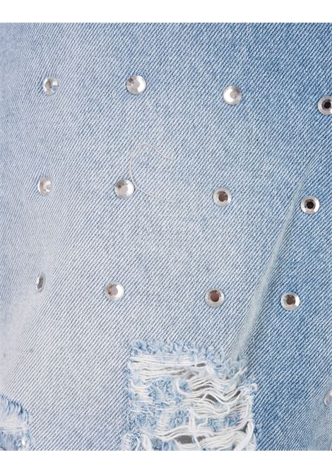 Blue Denim Shorts With Rhinestones BARROW | 033941200