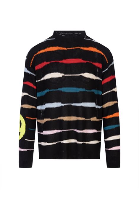 Black Pullover with Logo and Multicoloured Stripes BARROW | 033954110