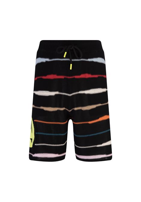 Black Bermuda Shorts with Logo and Multicolour Stripes BARROW | 033955110