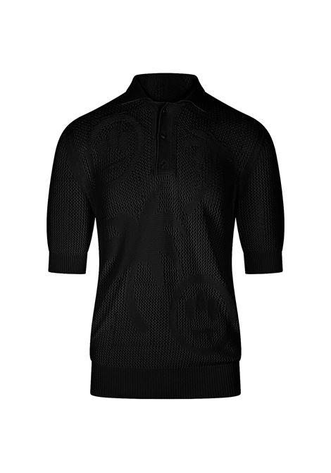 Black Openwork Polo Shirt BARROW | 033964110