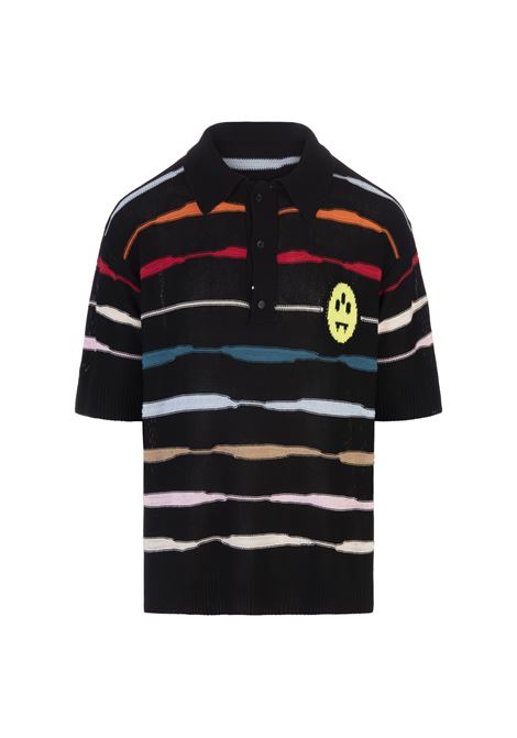 Polo Nera Con Logo e Strisce Multicolore BARROW | 034100110