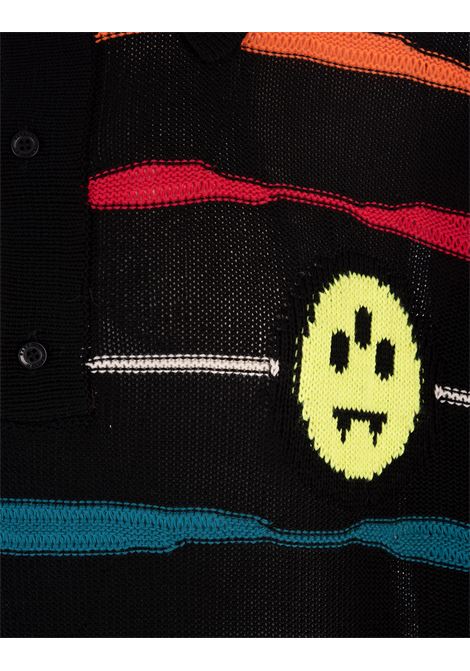 Black Polo Shirt  with Logo and Multicolour Stripes BARROW | 034100110