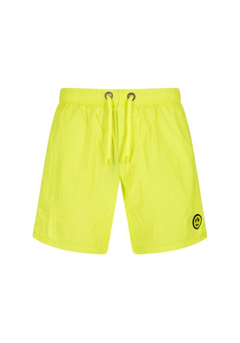 Fluo Yellow Swim Shorts With Logo Patch BARROW | 034147023