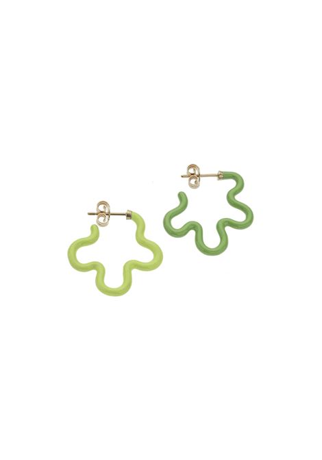 2 Tone Asymmetrical Flower Power Earrings In Lime And Green BEA BONGIASCA | GE201YGCC3