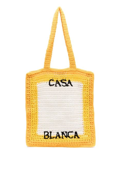 Borsa Shopping Cuzimala Crochet Giallo CASABLANCA | AS23-BAG-01103