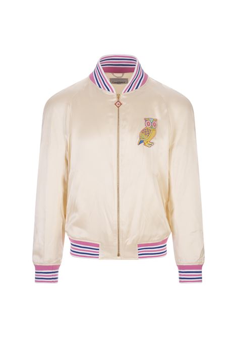 Cream Bomber Jacket With Embroidered Patches CASABLANCA | MS23-JK-03102