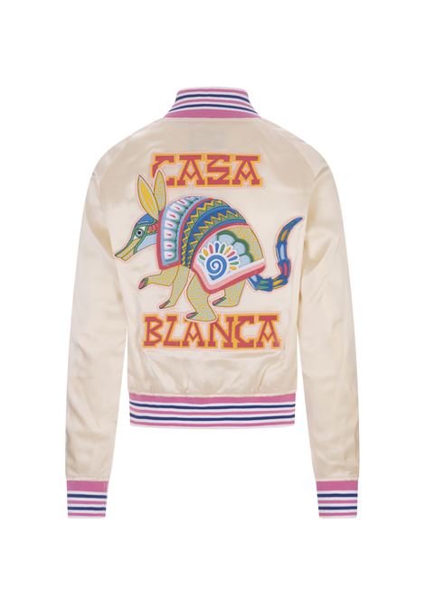 Cream Bomber Jacket With Embroidered Patches CASABLANCA | WS23-JK-04002