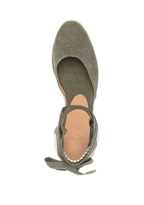 Carina Wedge Espadrille In Military Green Cotton CASTANER | 021642-CARINA/8/002414