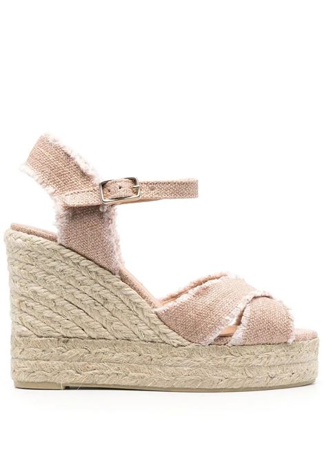 Bromelia Wedge Espadrille In Pink Linen With Gold Glitter CASTANER | 022360-BROMELIA/8ED/0324274