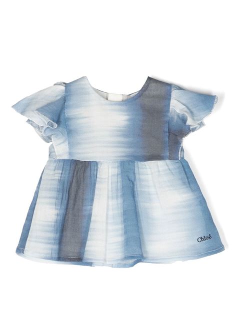 White and Blue Blouse with Nuanced Effect Chloé Kids | C05432V21